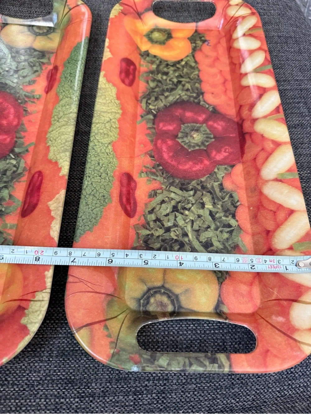 Vegetable Print Serving Tray - Orange & Red (2)